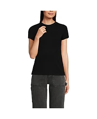 Lands' End Women's Drapey Rib Fitted Short Sleeve Mini T-Shirt