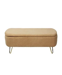 Modern Faux Fur Upholstered Storage Ottoman Bench with Metal Legs Padded Entryway or Bedroom Seat for End of Bed Hallway Organization-The Pop Home