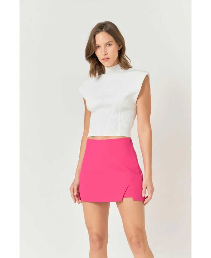 endless rose Women's Mock Neck Padded Knit Top