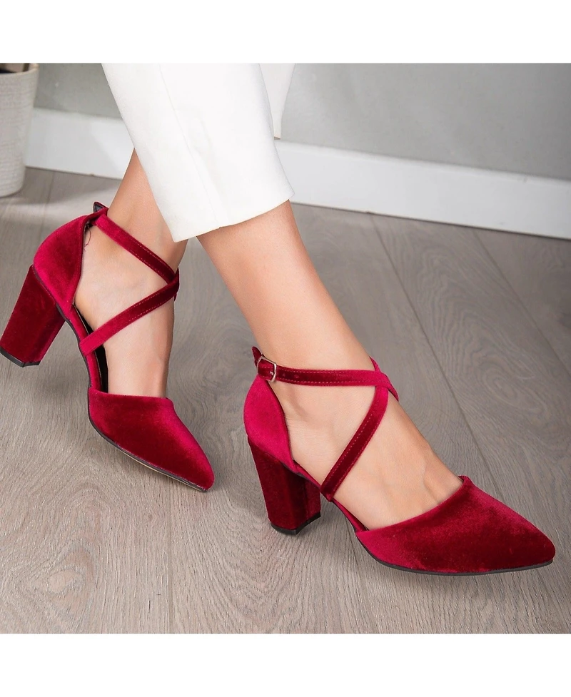 Sina Criss Cross High Block Heels
