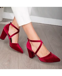 Sina Criss Cross High Block Heels
