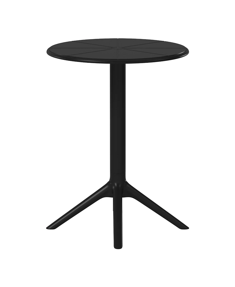 23.5" Outdoor Polypropylene Resin Round Patio Bistro Dining Table for 2