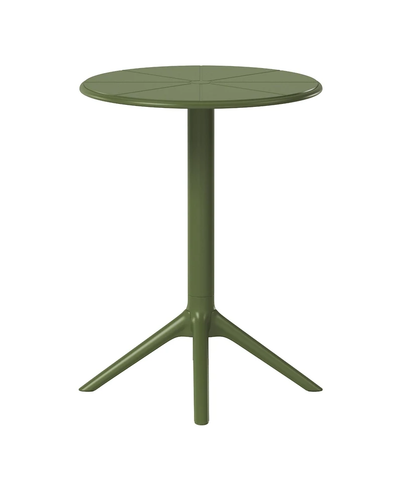 23.5" Outdoor Polypropylene Resin Round Patio Bistro Dining Table for 2