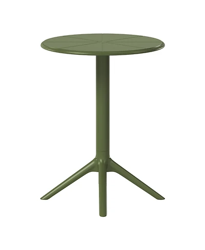 23.5" Outdoor Polypropylene Resin Round Patio Bistro Dining Table for 2