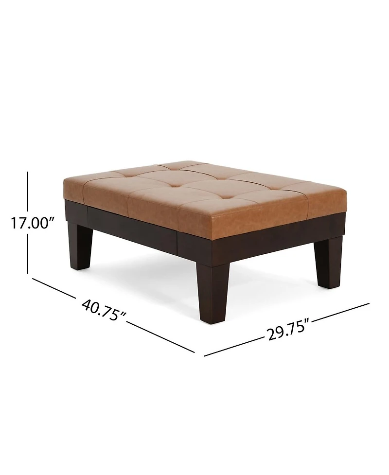 Upholstered Ottoman with Drawer and Tapered Legs Modern Rectangular Storage Bench for Living Room or Bedroom Coffee Table Alternative-The Pop Home