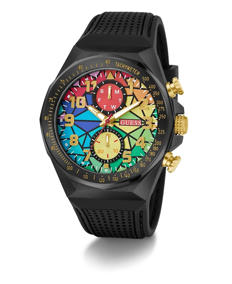 Guess Men's Multi-Function Black Silicone Strap Watch