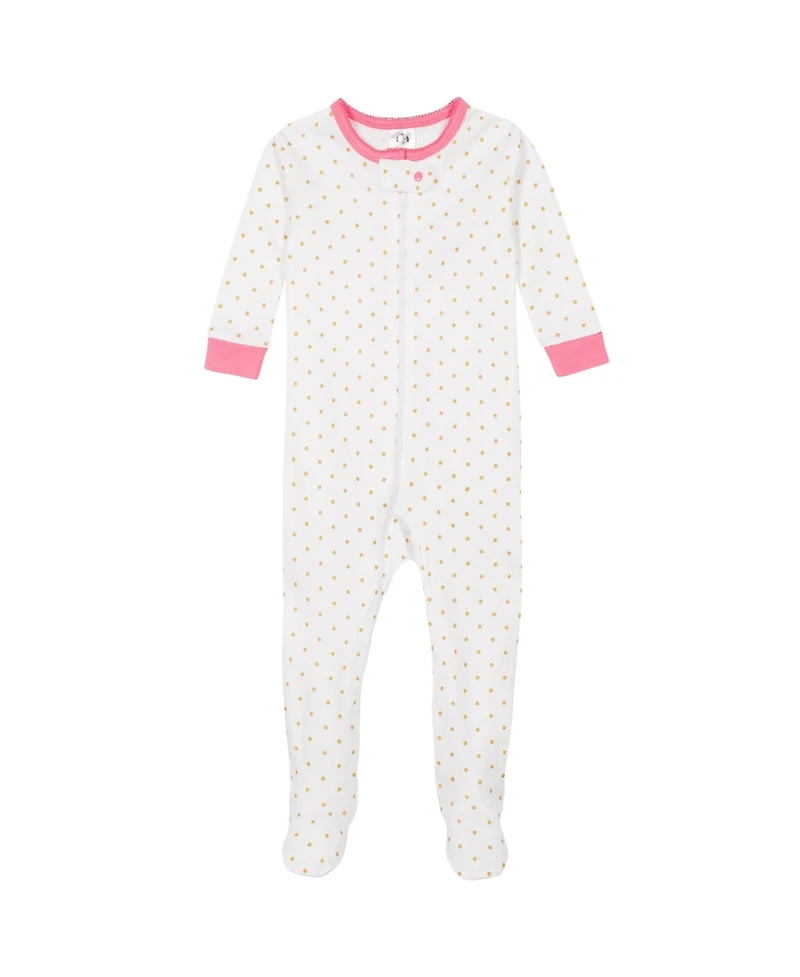 Gerber Baby Girls 4-Pack Snug Fit Footed Cotton Pajamas, Apple & Woodland Floral, 9M