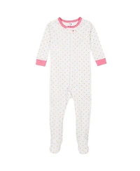 Gerber Baby Girls 4-Pack Snug Fit Footed Cotton Pajamas, Apple & Woodland Floral, 9M