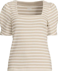 Lands' End Plus Puff Sleeve Mariner Square Neck Top