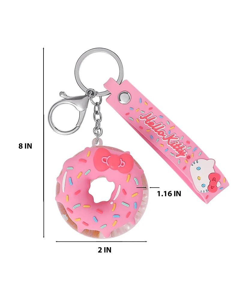 Hello Kitty Donut Keychain with Pink Strap and Sprinkles