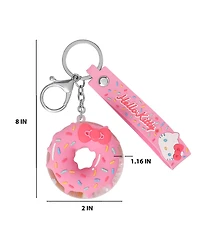 Hello Kitty Donut Keychain with Pink Strap and Sprinkles