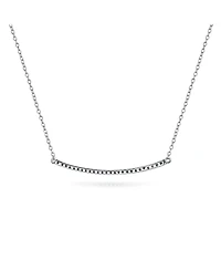 Bling Jewelry Minimalist Modern Cz Bar Sideways Pendant Necklace in Sterling Silver