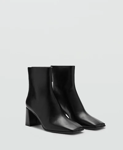 Mango Women's Block Square Toed Ankle Boots