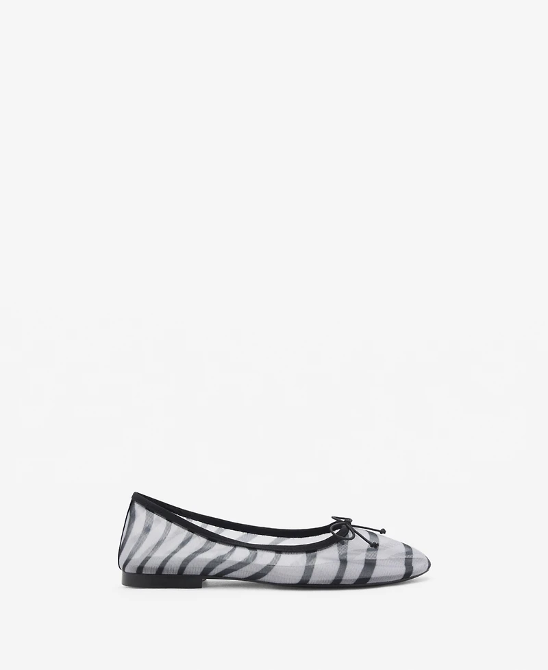Mango Women's Animal Print Mesh Ballerina Flats