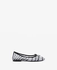 Mango Women's Animal Print Mesh Ballerina Flats