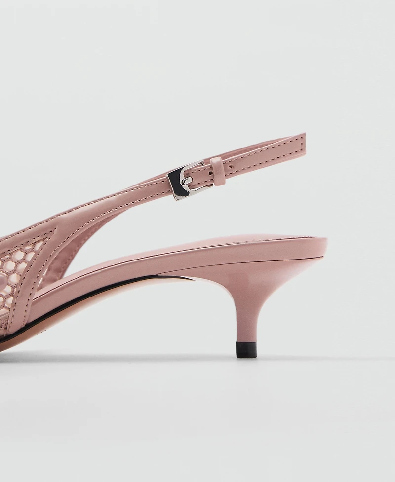Mango Women's Mesh Decorative Ball Heel Shoes
