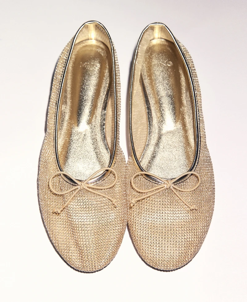 Mango Women's Mesh Bow Ballerina Shoes