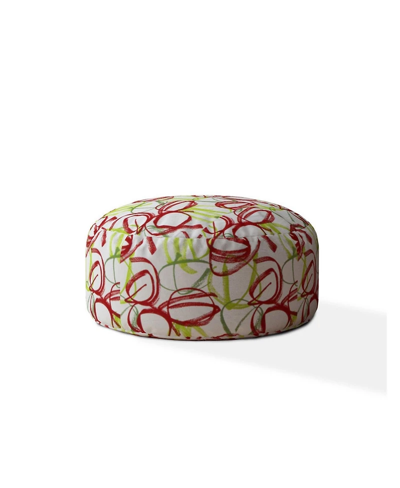 Cotton Round Abstract Pouf Ottoman for Living Room and Bedroom Seating