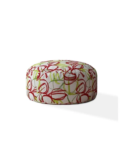 Cotton Round Abstract Pouf Ottoman for Living Room and Bedroom Seating