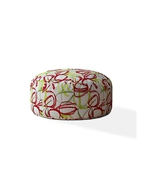 Cotton Round Abstract Pouf Ottoman for Living Room and Bedroom Seating