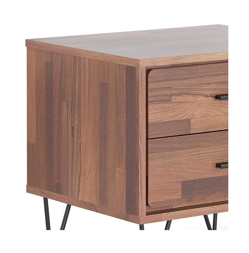Modern Metal Bedside Table – Nightstand with Two Spacious Drawers for Bedroom Storage