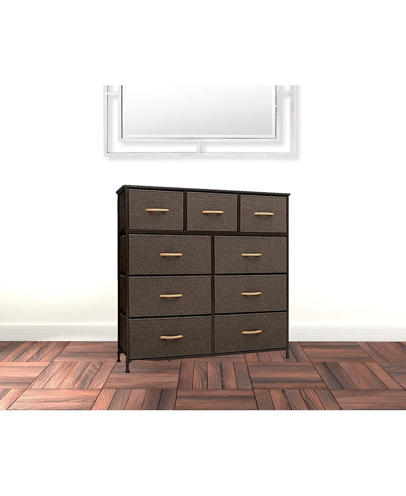 Steel and Fabric 9-Drawer Triple Dresser – Spacious Storage