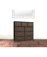 Steel and Fabric 9-Drawer Triple Dresser – Spacious Storage