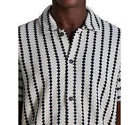 Karl Lagerfeld Paris Men's Short Sleeve Textured Wavy Striped Button-Front Shirt