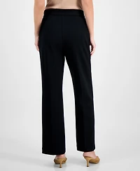 T Tahari Women's Solid-Color Twill Crepe Wide-Leg Pants