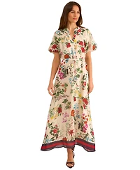 Vince Camuto Women's Floral-Print Puff-Sleeve Maxi Dress
