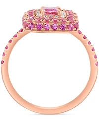 Effy Pink Sapphire (2-1/10 ct. t.w.) & Diamond (1/10 ct. t.w.) Octagon Multi Halo Statement Ring in 14k Rose Gold
