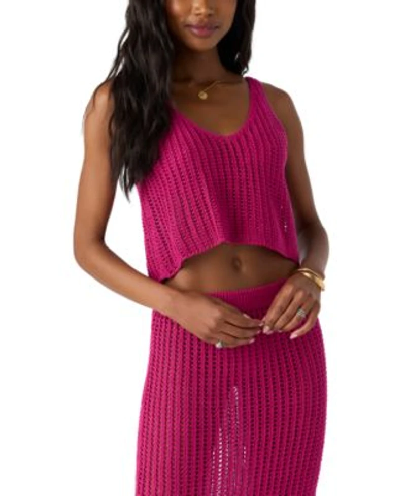 Oneill Juniors Cropped Crochet Tank Top Cover Up Pull On Crochet Skirt Cover Up