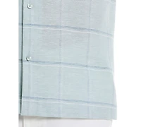 Cubavera Men's Classic-Fit Windowpane-Print Linen Blend Camp Shirt