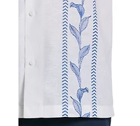 Cubavera Men's Linen Blend Embroidery Leaf Button-Down Shirt