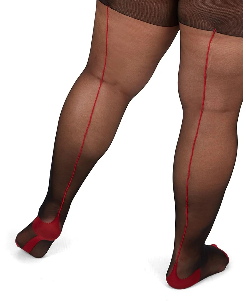 MeMoi Plus Size Back Seam/Cuban Heel Curvy Control Top Pantyhose Mm-2618