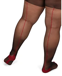 MeMoi Plus Size Back Seam/Cuban Heel Curvy Control Top Pantyhose Mm-2618
