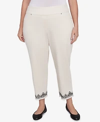Alfred Dunner Plus Natural Instinct Classic Cuffed Medallion Pull On Ankle Pants