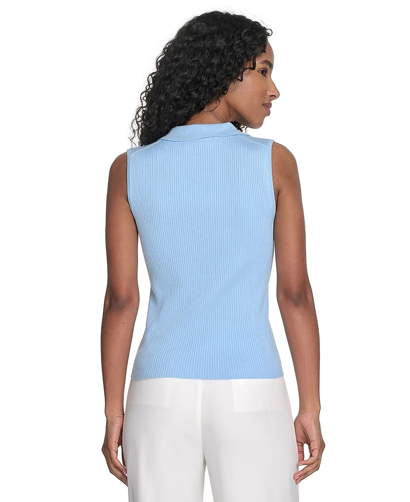 Calvin Klein Women's Sleeveless Collared V-Neck Top