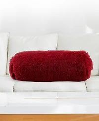 Cheer Collection Shaggy Bolster Decorative Pillow Set, 8" x 24"