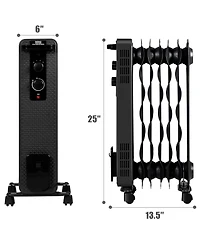 Gymax 1500W Oil Filled Radiator Space Heater w/ 3 Heating Modes White