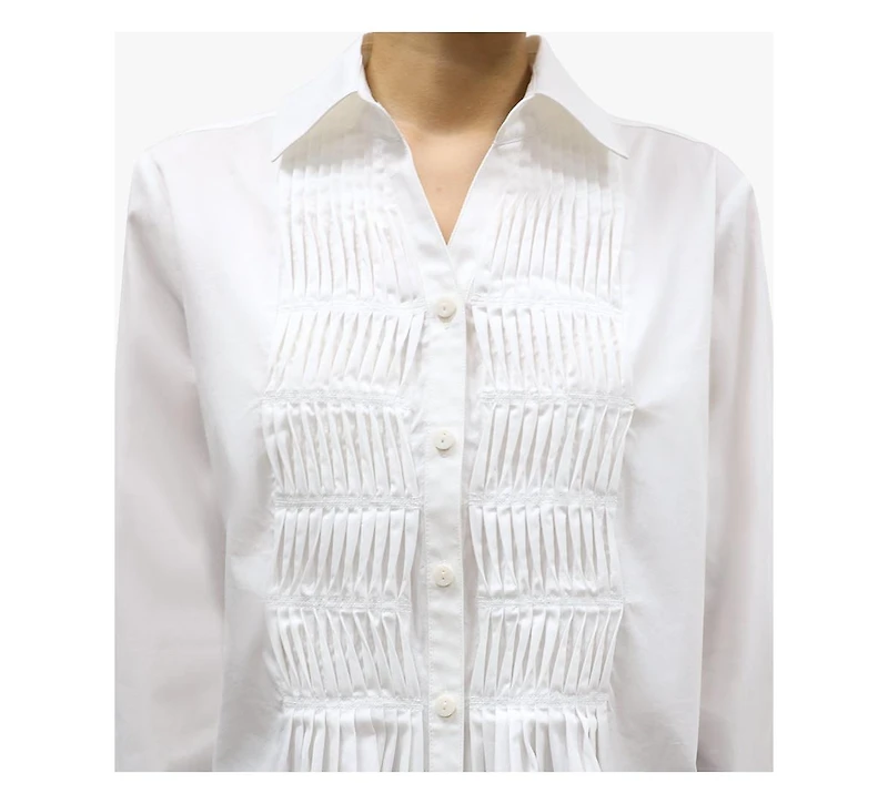 Stella Carakasi Women's Cotton Poplin Pintuck Detail Lucky Star Shirt