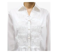 Stella Carakasi Women's Cotton Poplin Pintuck Detail Lucky Star Shirt