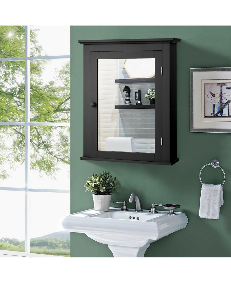 Gymax Bathroom Mirror Cabinet Wall Mounted Adjustable Shelf Medicine
