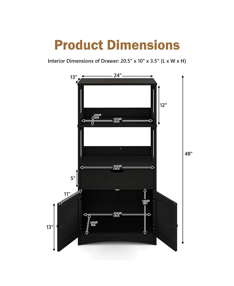 Gymax Bathroom Storage Cabinet w/Drawer Shelf Cupboard Floor