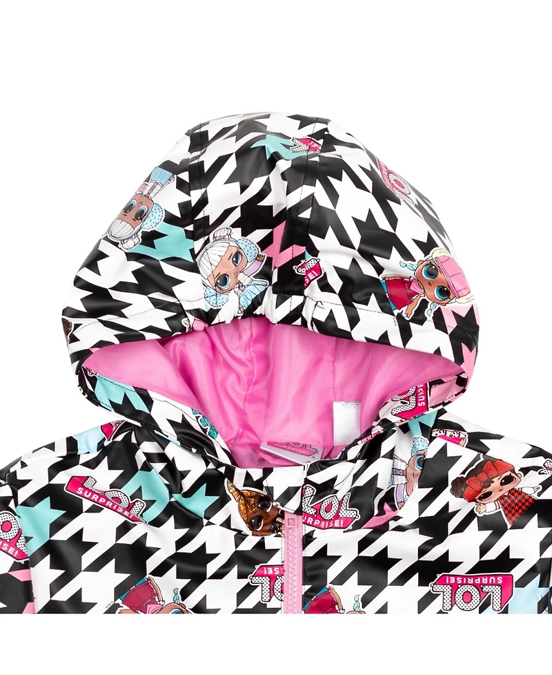L.o.l. Surprise! Girls Zip Up Waterproof Hooded Rain Jacket Coat