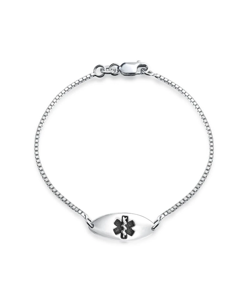 Bling Jewelry Delicate Thin Oval Medical Id Bracelet in Sterling Silver