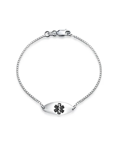 Bling Jewelry Delicate Thin Oval Medical Id Bracelet in Sterling Silver