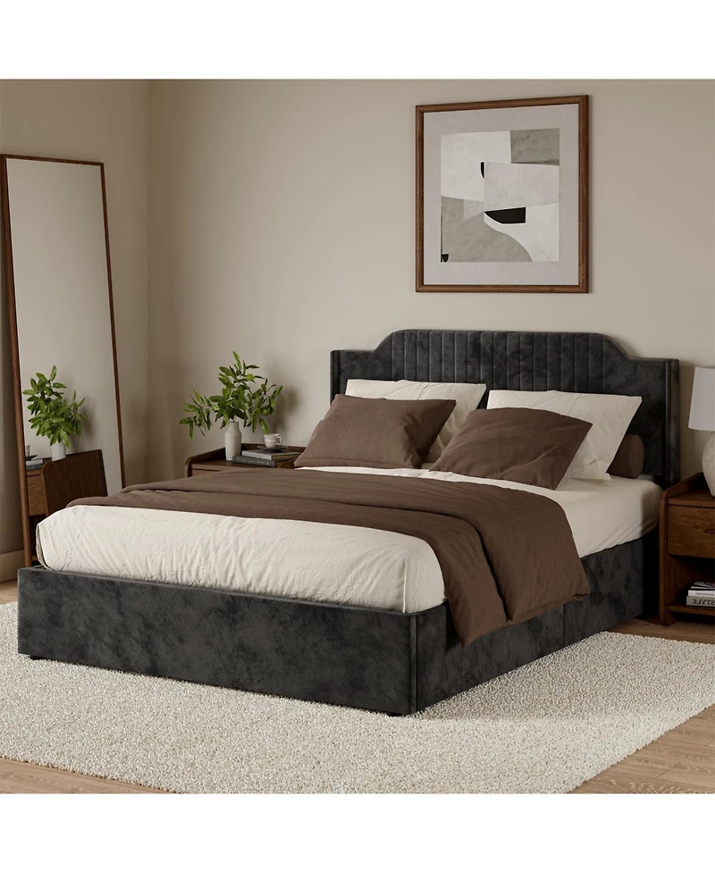 Stuart Hydraulic Lift Up Storage Upholstered Platform Bed