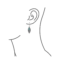 Bling Jewelry Turquoise Leaf Feather Dangle Stone Earrings Sterling Silver Jewelry