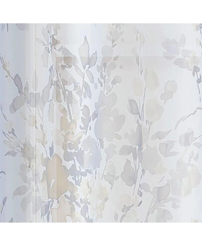 Kate Aurora Gray 4 Piece Rod Pocket Semi Sheer Floral Window Curtain Panel Set